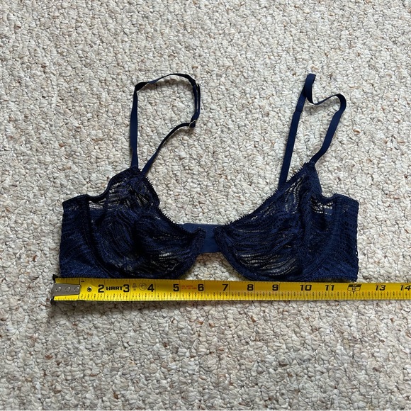 Victorias Secret Blue Unlined Demi Bra Womens 34C Lace Adjustable Strap Wired - Picture 7 of 10